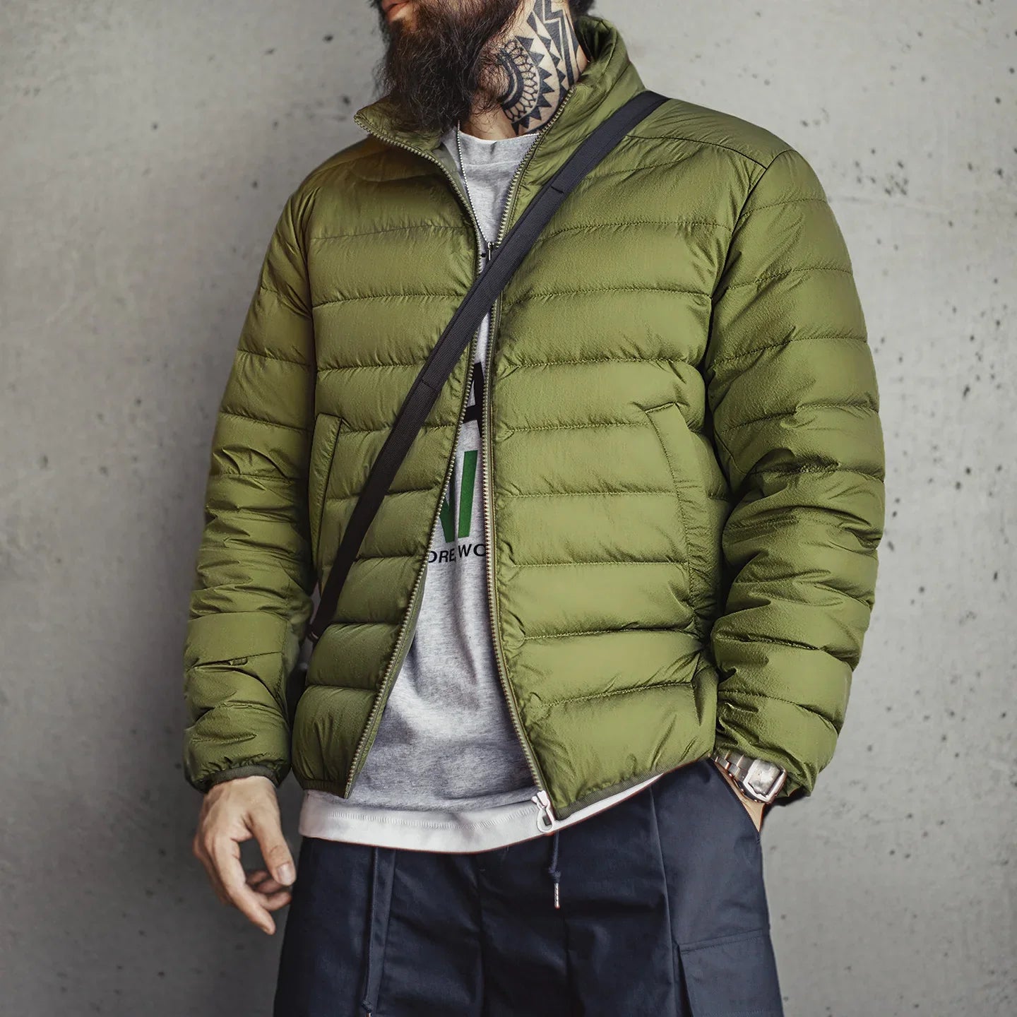 Maden Winter Men's Stand-up Collar Down Jacket Lightweight Hydrophobic White Duck Down Filling Coat Warm Inner Layer for Fall LadyShow.Store