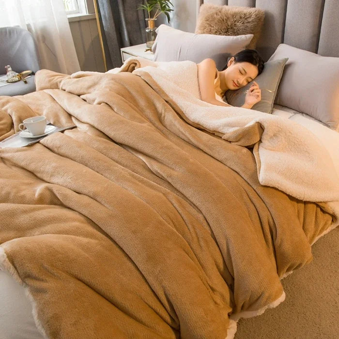 Wool Throw Blanket Keep Warm Winter Bed Blankets Double Sided Queen Duvet Cover Camping Double Bed Cover Bedspread On The Bed Pi-Mart