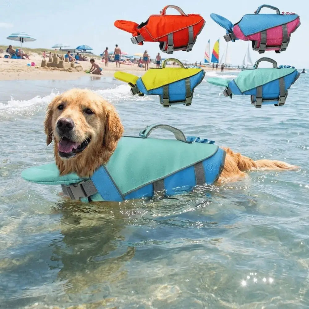 Pet Supplies Reflective Stripes Dog Life Jacket Adjustable Large Buoyancy Safety Vest Breathable Pet Life Vest Water Sports Pi-Mart