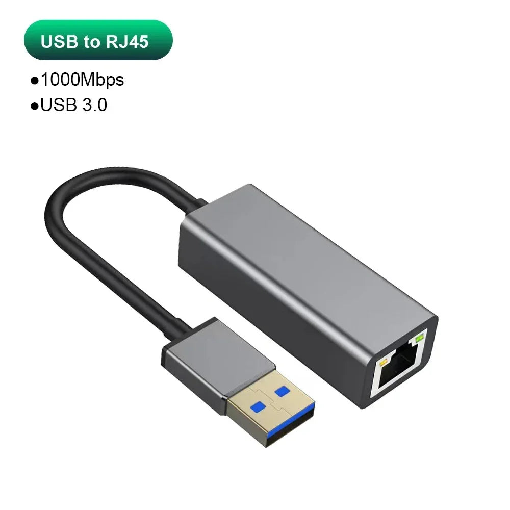 USB Type C Ethernet Adapter 1000Mbps USB 3.0 RJ45 Network Card For MacBook PC Windows XP 7 8 10 Android USB Lan Internet Cable Pi-Mart