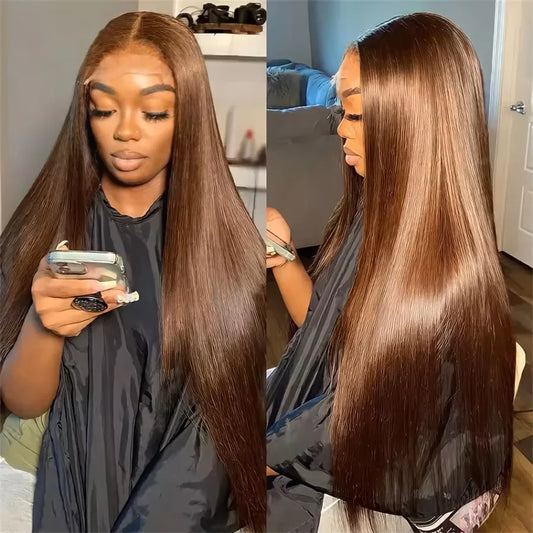 Chocolate Brown Lace Front Wigs Human Hair 180% Density Straight HD Lace Front Wigs Human Hair Pre Plucked with Baby Hair Brown LadyShow.Store