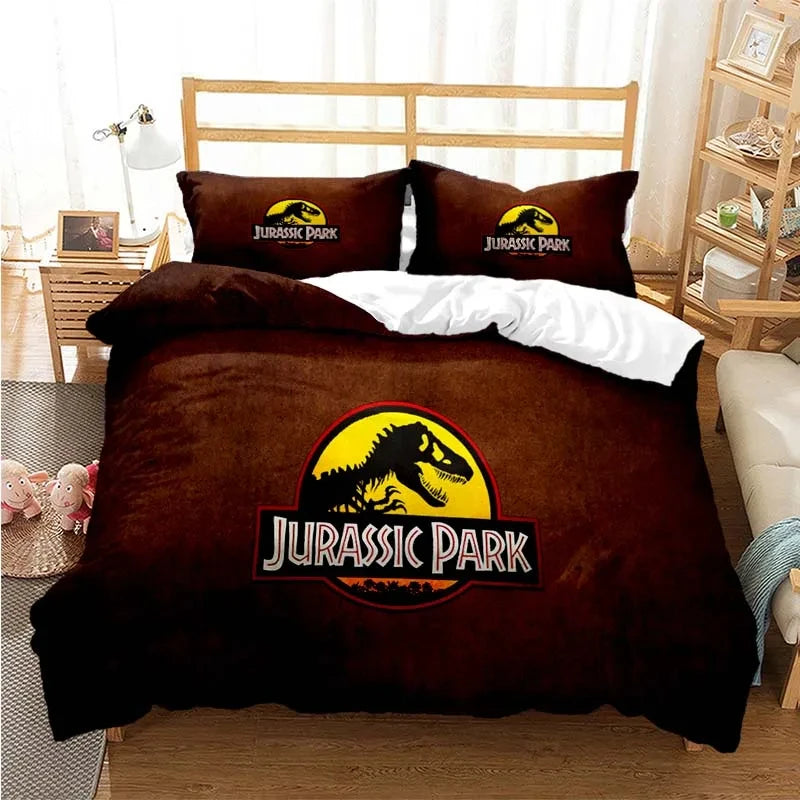 Jurassic Park Bedding Set Cartoon Kids Duvet Cover Set Pillowcase Queen King Double Bed Home Dropshipping King Size Bedding Set Pi-Mart