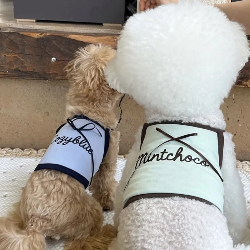 Summer Letter Printed Puppy Sling Breathable Teddy Vest Small Dog Bow T-shirt Casual Dog Clothes Pet Supplies Pi-Mart