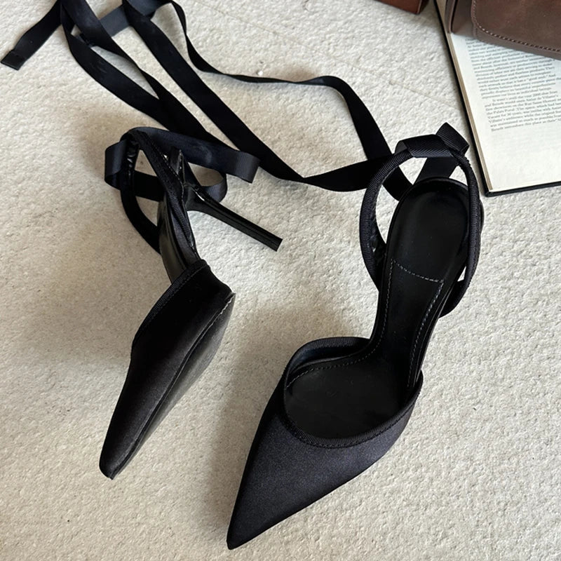 Eilyken Spring Design Sexy Ankle Strap Pumps Woman Sandals Pointed Toe Stiletto Heels Mesh Ladies Shoes Zapatillas De Mujer LadyShow.Store