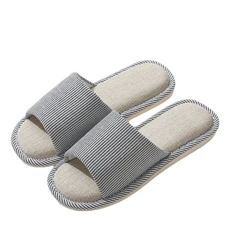 Four Season Linen Home Slippers Women Indoor Bedroom Women House Slides Autumn Unisex Lovers Shoes Adults Outdoor Casual Sandals LadyShow.Store