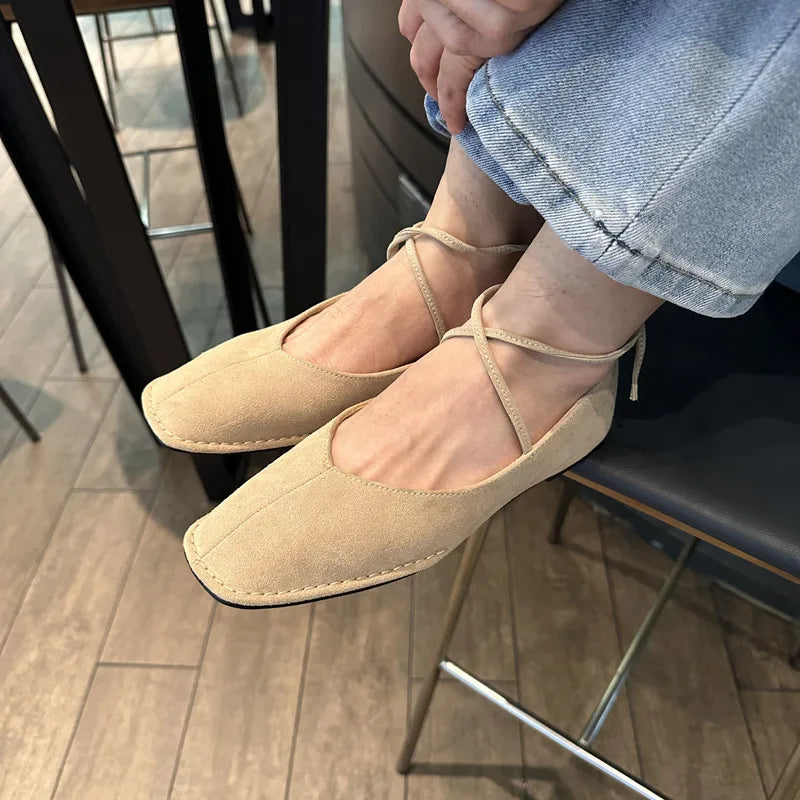 Bailamos 2024 Spring New Brand Women Flats Round Toe Shallow Slip On Ladies Casual Ballet Shoes Soft Leather Eelgant Dress Shoes LadyShow.Store