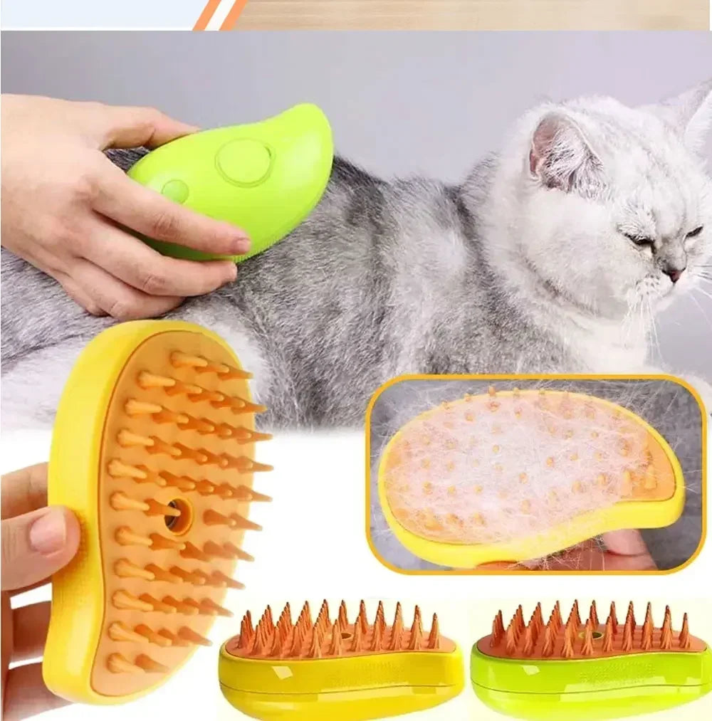 Dog Cat Steamy Brush Steam Brush Electric Sprayer for Massage Pet Grooming Tool Shedding 3 in 1 Electric Sprays Massage Combs Pi-Mart