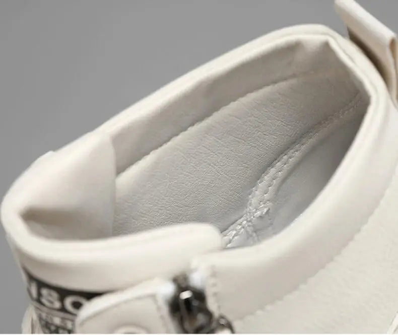 Men Boots Autumn High Top Leather Casual Shoes Fashion Cotton Shoes Flat Ankle Boots Business Outdoor Shoes Man Sneakers New Pi-Mart