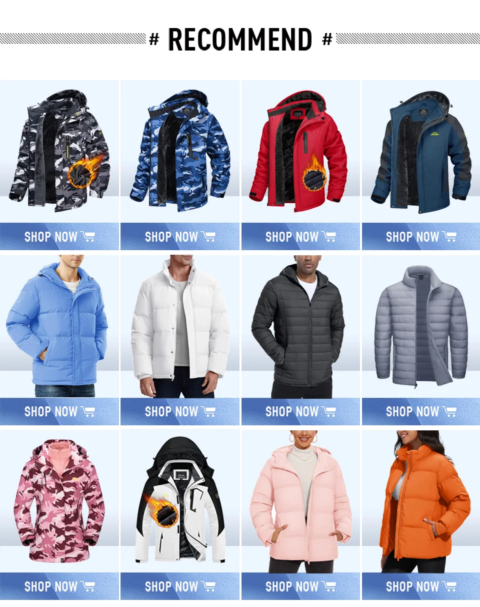 TACVASEN Men's Puffer Jacket Winter Warm Hooded Sherpa Lined Water Resistant Windproof Insulated Jacket Warm Winter Puffy Coat Pi-Mart