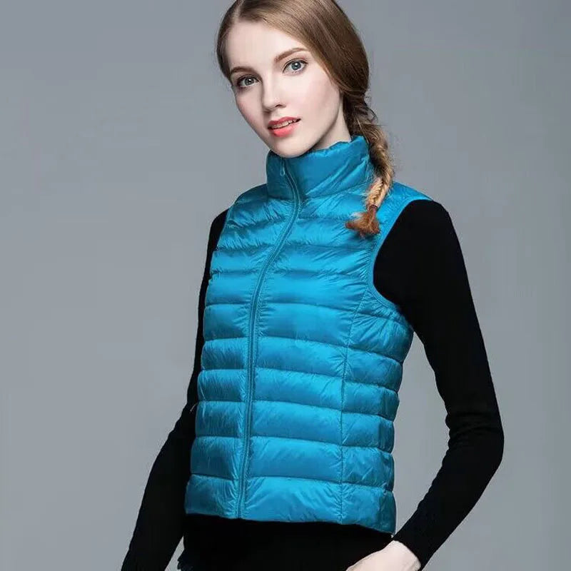 2026 White Duck Down Jacket Women Vest Autumn Winter Sleeveless Waistcoat Warm Lightweight Puffer Jacket Female Tops Outwear LadyShow.Store