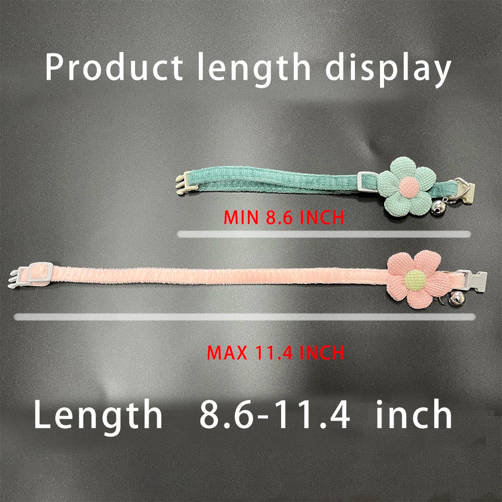 1Pc Cat Collar with Cute Flower  Adjustable Buckle Cat Collar Bell Collar Cat  Small Pet Supplies  Kitten Collar  Small Dog Acce Pi-Mart