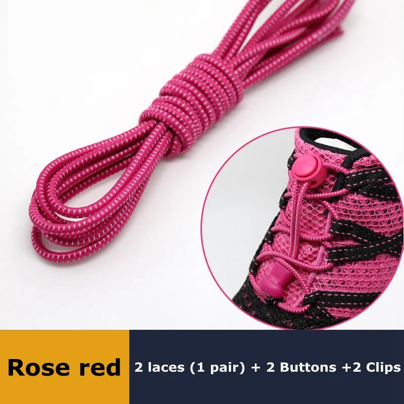 1Pair Shoelaces for Sneaker Elastic No Tie Shoe Laces Stretching Lock Lazy Laces Quick Rubber Shoelace Round Shoestrings Pi-Mart