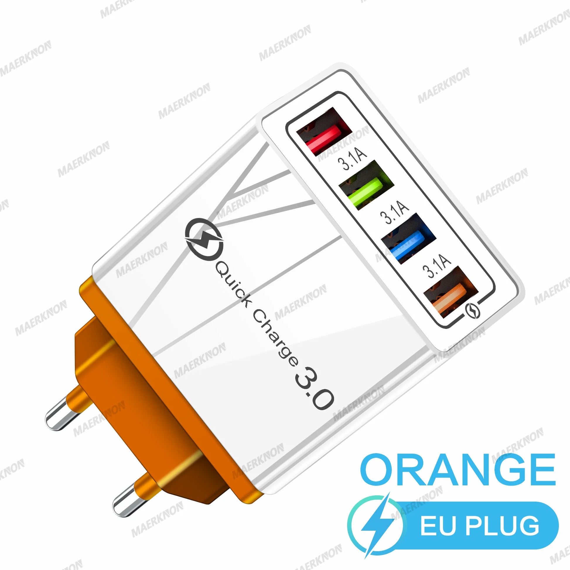 3A USB Charger 4 Ports USB Quick Charge 3.0 EU US Plug For iPhone Samsung Xiaomi Poco Fast Charging Mobile Phone Charger Adapter Pi-Mart