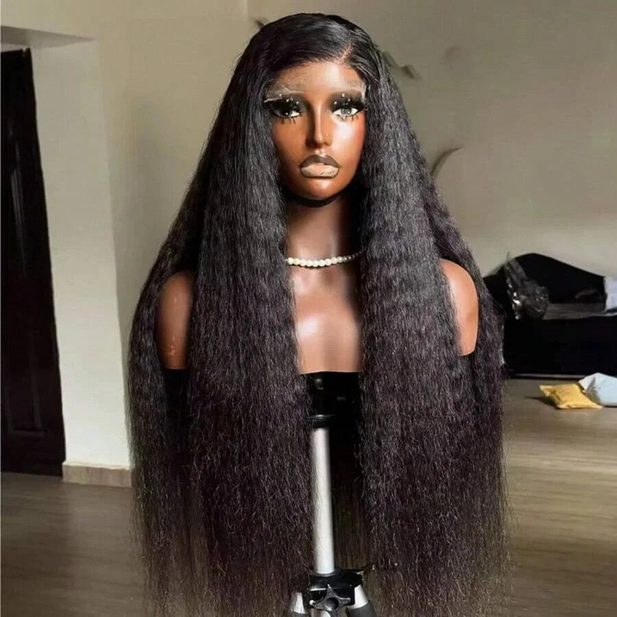 Kinky Straight Human Hair Wigs13x4 Glueless Wig 5x5 HD Lace Front Human Hair Wigs Yaki Straight Frontal Lace Wig for Black Women Ready to Go LadyShow.Store