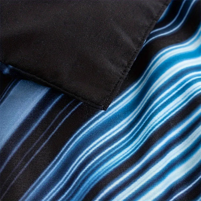 3pcs Duvet Cover Set  blue and Black 3D Bedding Cover, Men Women Adults Bedroom Decor Comfortable and soft fabric no pillow core Pi-Mart