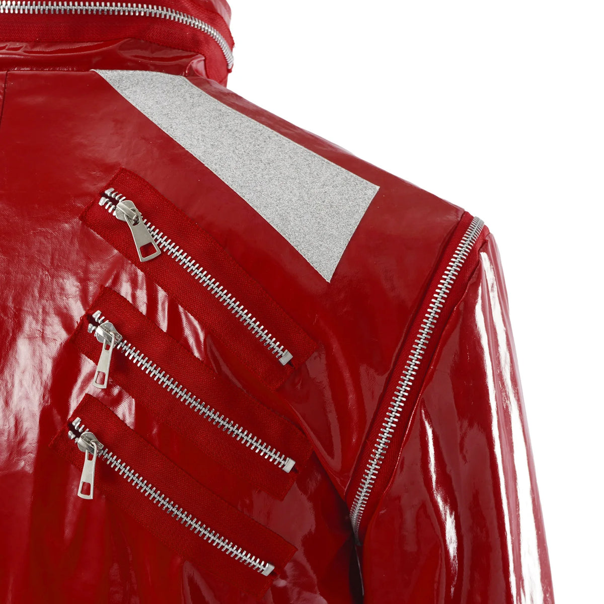 Red Zipper Michael Jackson MJ Beat It Jacket for Impersonators PU Leather Punk Casual Coat Halloween Stage Christmas Outwear Pi-Mart