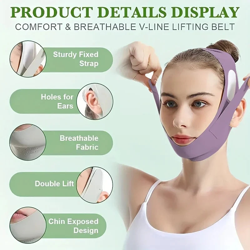 Overnight Face Lift Band with Graphene Fiber - Double Chin Reducer & Jawline Definer, Washable Reusable Beauty Strap 5 Sizes LadyShow.Store