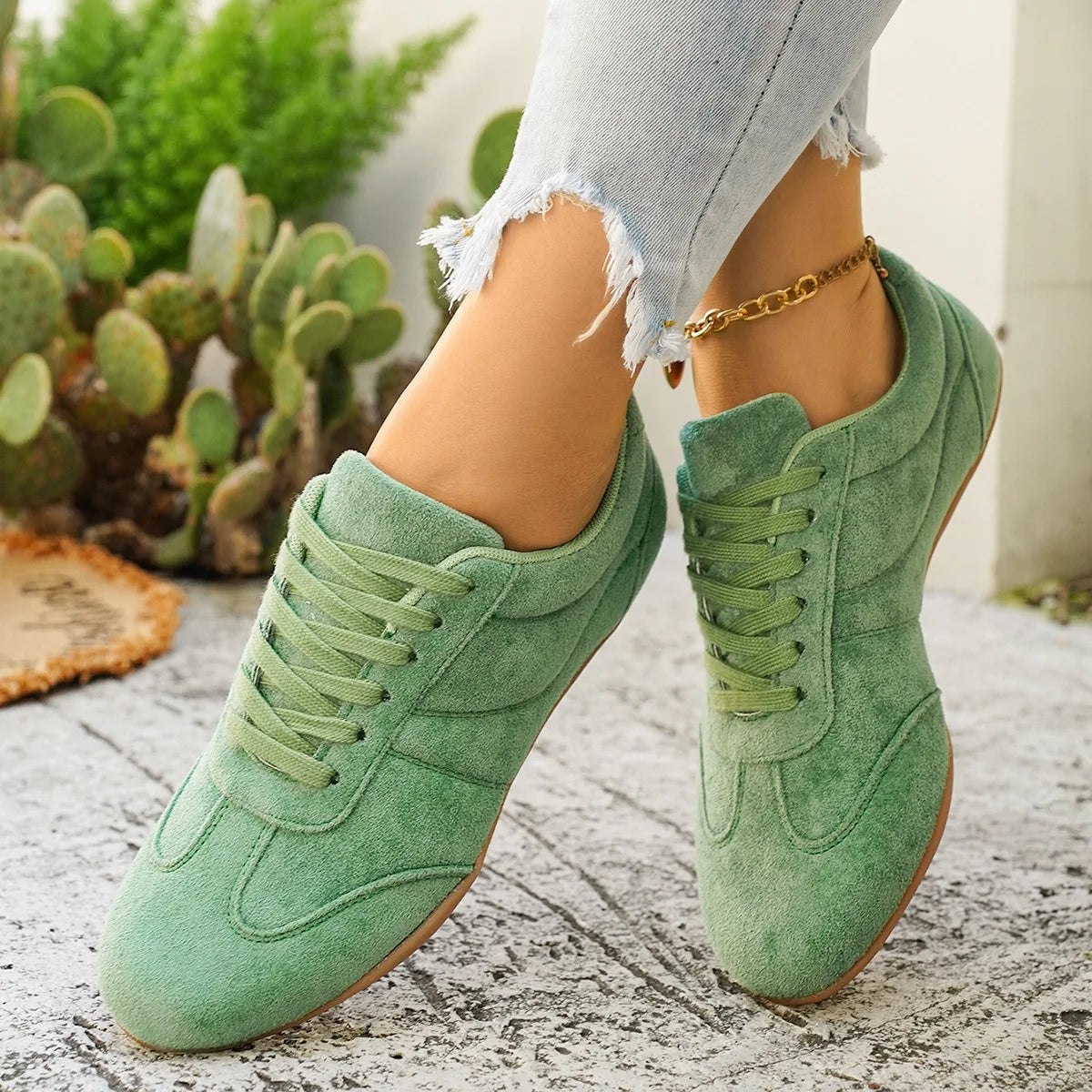 Women's Casual Flat-soled Non-slip Wear-resistant Sport Shoes Spring Autumn Round-toe Soft and Comfortable Women Single Shoes Pi-Mart
