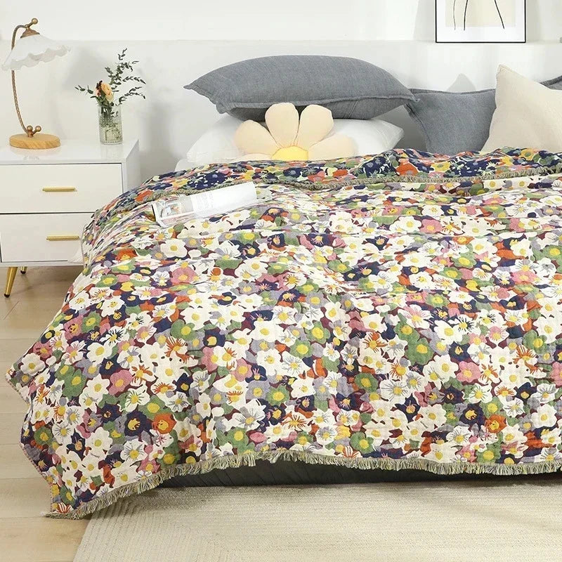 Nordic Throw Blanket For Beds Cotton Double Sided Sofa Cover Sofa Cushion Soft Blanket Leisure Bedspread Four Seasons Thin Quilt Pi-Mart