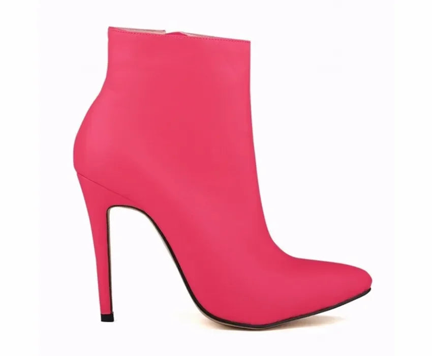 Women Short Boots Pumps Sexy Pointed Toe Side Zipper Super High Heels Stiletto 2026 Female Party Ankle Boot Shoes Botas De Mujer Pi-Mart