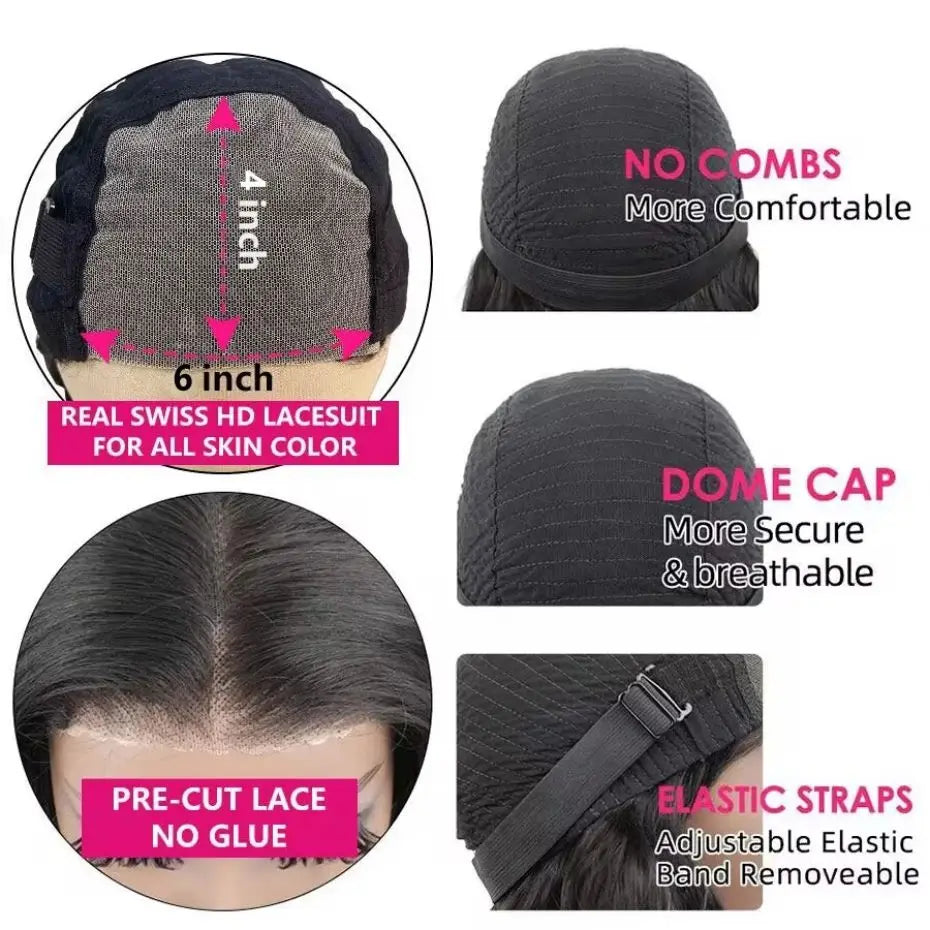 Ready To Wear Body Wave Glueless Wigs 6x4 5x5 Pre-Cut Lace Closure Remy Human Hair 13x4 Lace Frontal Wig Brazilian Curly Wave LadyShow.Store