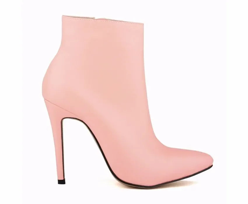 Women Short Boots Pumps Sexy Pointed Toe Side Zipper Super High Heels Stiletto 2026 Female Party Ankle Boot Shoes Botas De Mujer Pi-Mart
