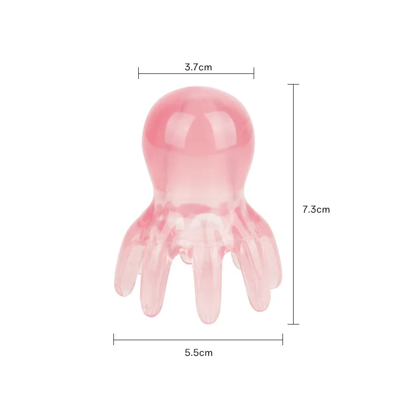 Octopus Head Massager Comb Head Meridian Manual Acupressure Tool Portable SPA Gua Sha Massage Comb Tri Light Beauty