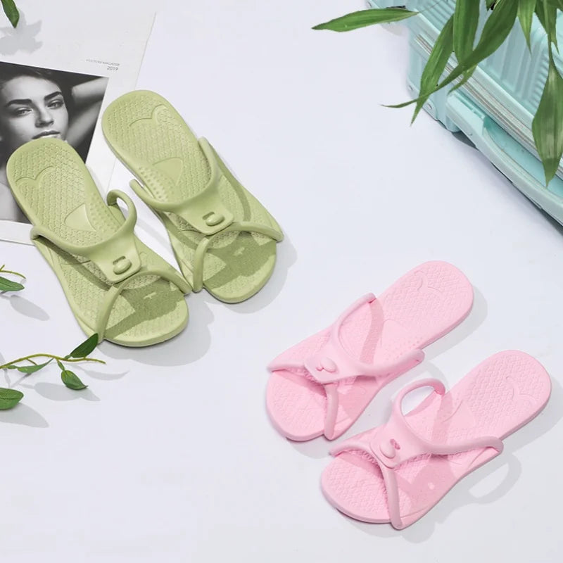 2024 Summer Women Folding Slippers Adults Portable Trip Travel Sandals Couples Indoor Soft Slides Men Beach Non-slip EVA Shoes LadyShow.Store
