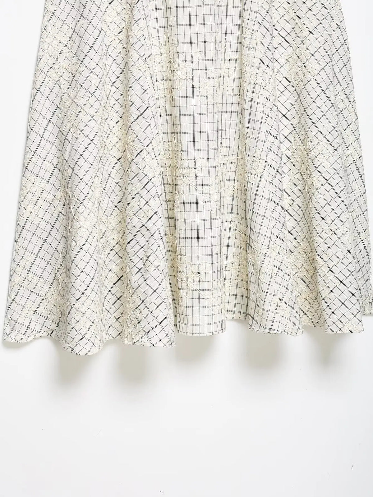 KONDALA Chic Embroidery Plaid Skirt Set Women Trendy 2026 Spring Summer Holidays Casual Set Puff Sleeve Shirts, A-Line Skirts Pi-Mart