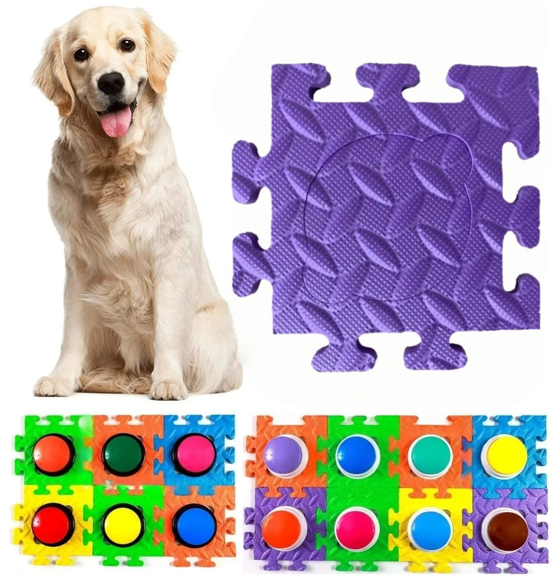 6pc Pet Button Puzzle EVA Pad Dog Cat Training Communication Buttons Anti Slip Mat Interactive Toy Multi-functional Pet Supplies Pi-Mart