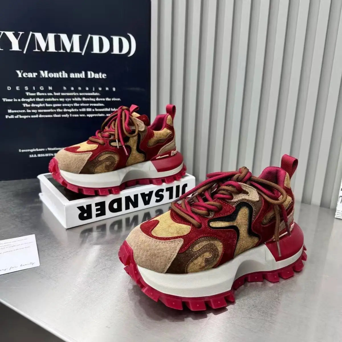 2026 Spring New Breathable and Versatile Fashionable Thick Bottom Anti Slip Casual Lightweight Forrest Dad Shoes for Women Pi-Mart