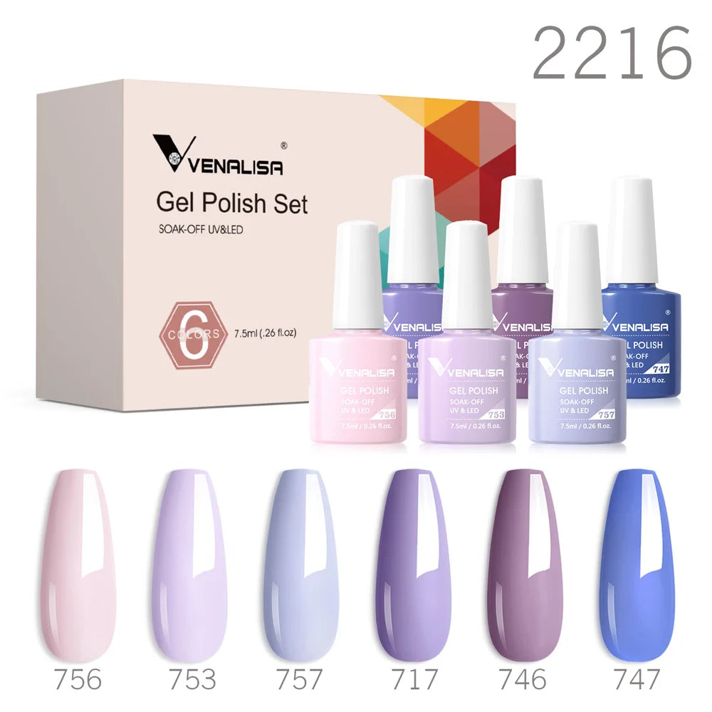 Venalisa Color Nail Gel Polish Kit  Jelly Pink Semi-transparent HEMA FREE Self Leveling Nude Natural Pink Nail Manicure Set Tri Light Beauty