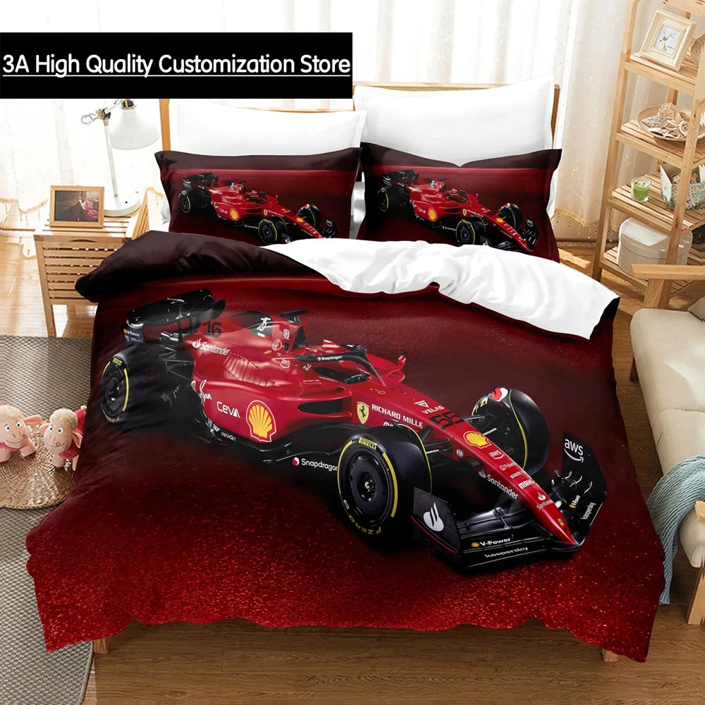 Formula Racing Car Bedding Sets 3D Boys Duvet Cover Set With Pillowcase Twin Full Queen King Bedclothes Bed Linen For Boys Girls Pi-Mart