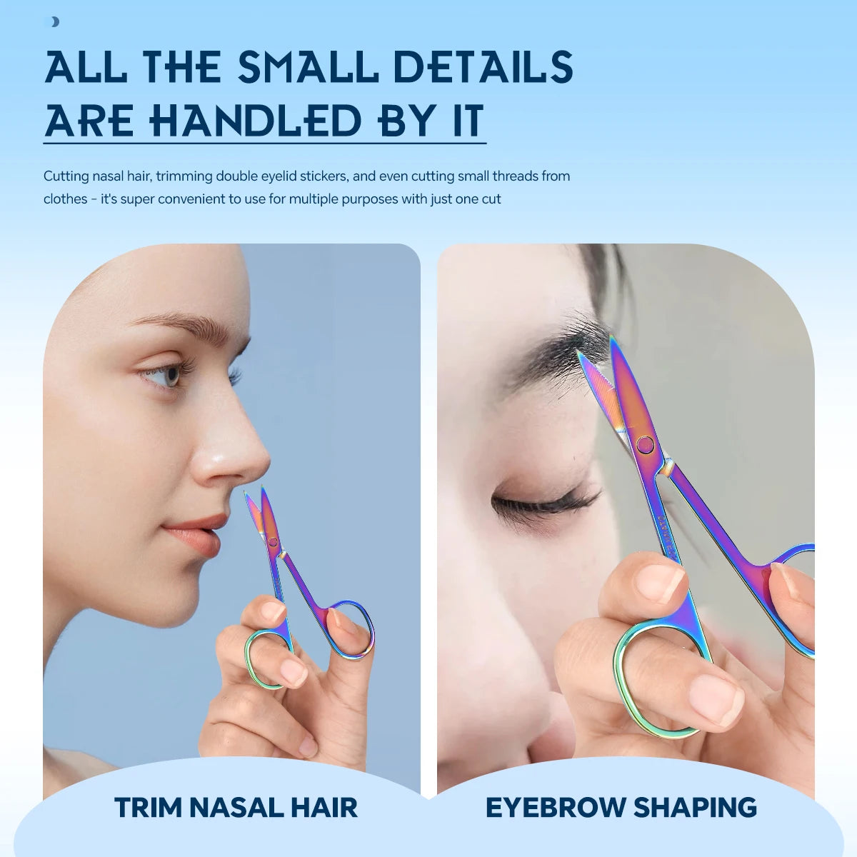1 PCS Multi-purpose Small Beard Scissors Eyebrow Scissors Colorful Trimming Tool for Nails & Cuticle Pi-Mart