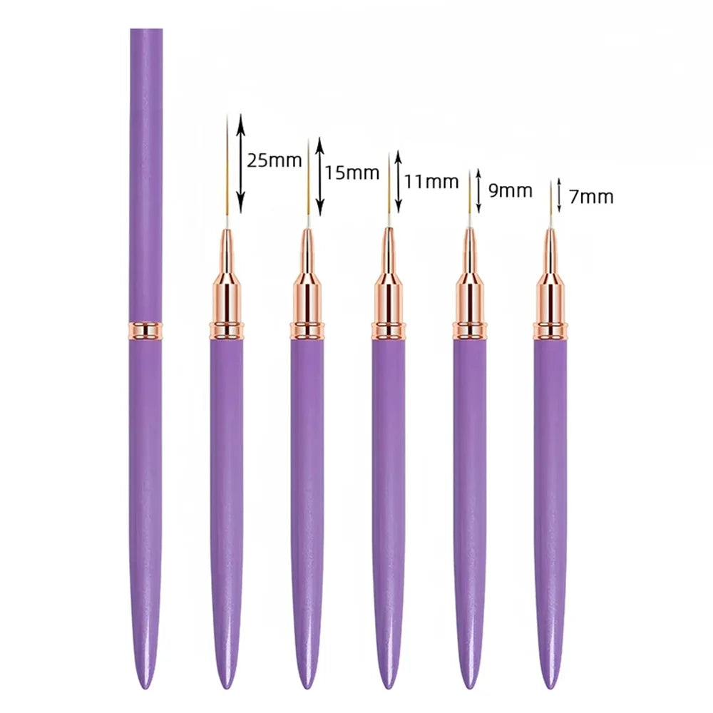 Nail Brush Pen 5pcs/set Nail Art Liner Brushes Set Elongated Striping Drawing Professional Tri Light Beauty