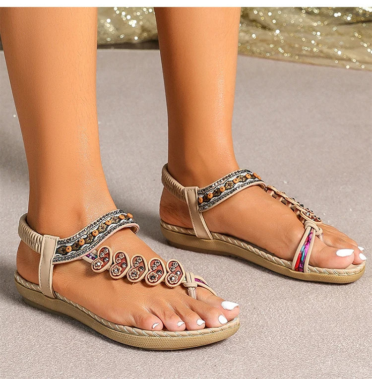 Women's Sandals Bohemia Style Sandals Summer 2026 Shoes For Woman Flip Flops Beach Summer Shoes Women Low Heels Footwear Pi-Mart