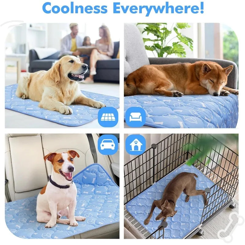 Large Pet Cooling Mat for Summer Heat Relief Reusable Breathable Gel Freeze Panel for Dogs Cats Indoor Outdoor Crate Bed Pi-Mart