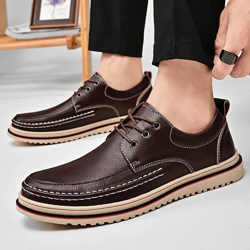 Leather Men Oxfords Shoes Handmade Italian Mens Casual Shoes  Brand Leisure Male Loafers Pi-Mart