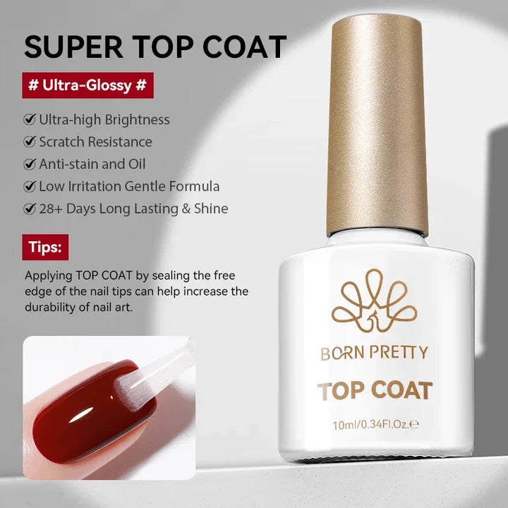 BORN PRETTY 10ml Base Gel Top Coat Rubber Gel Reinforcement Gel for Nails Tools Soak Off UV LED Nail Varnish Function Gel Tri Light Beauty