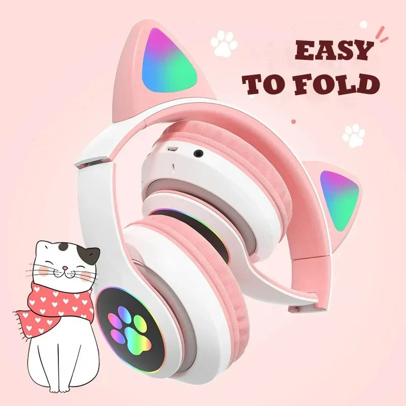 NNEOBA Wireless Cat Ears Headphone Pink LuxuryLifeWay Online Store