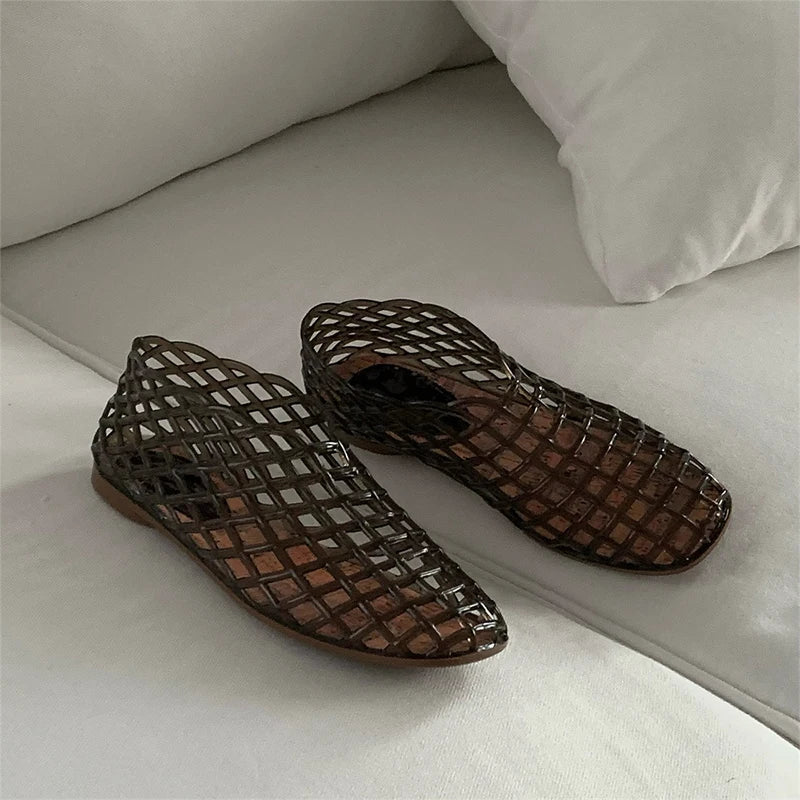 XIXITIAO Women's Sandals Fashion Openwork Sandals Summer Comfortable Anti-slip Flat Jelly Shoes Hollow Outdoor Slip On Footwear LadyShow.Store