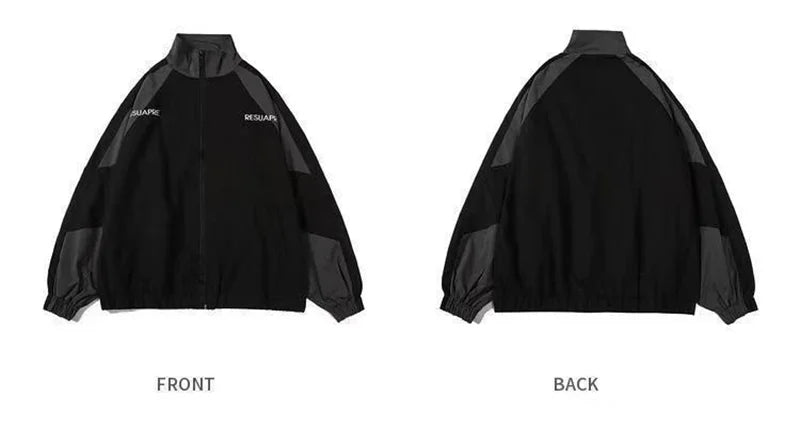 Hip Hop Varsity Jacket Men High Street Patchwork Color Black Windbreaker Coats Women Spring Autumn Thin Fashion College Jackets Pi-Mart