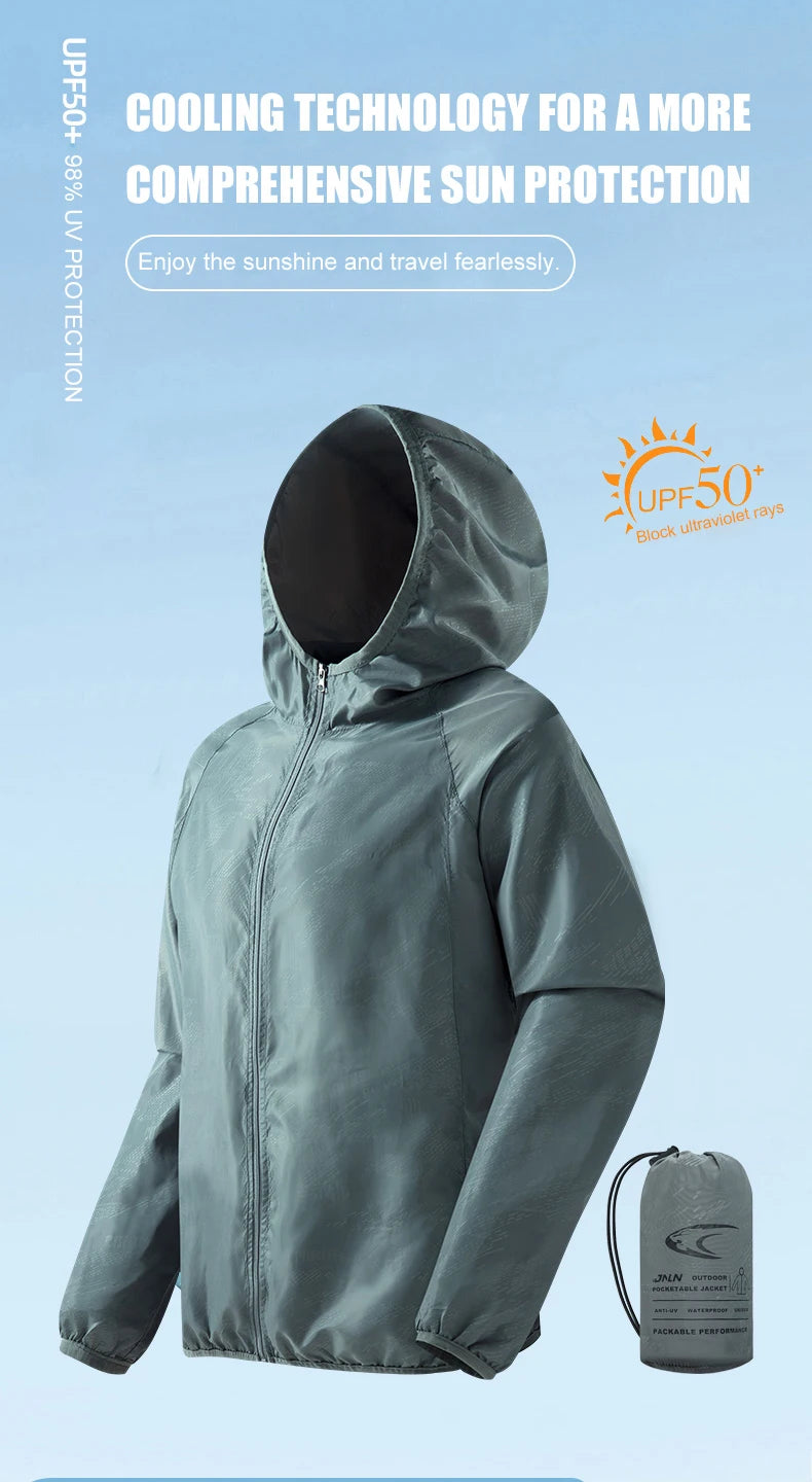 LNGXO Men's Women's Waterproof Hiking Jacket Quick Dry Sun Protection Windbreaker Camping Hunting Climbing Outdoor Rain Coat Pi-Mart