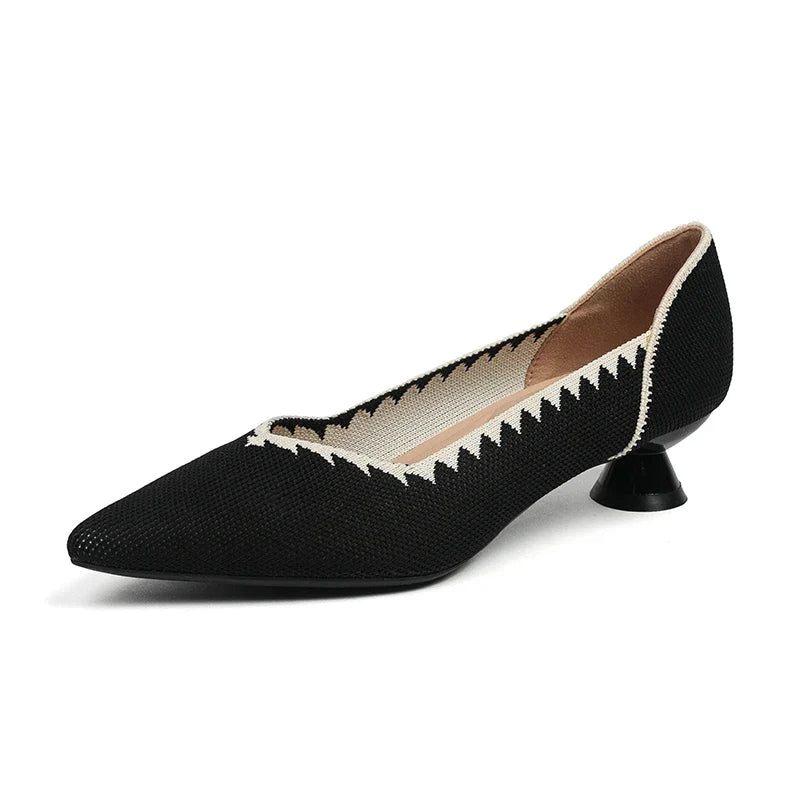 New Knitted Dress Shoes for Women Fashion Leopard Print Pointed Toe Shallow Designer Pumps Elegant Party Banquet Heels Ladies LadyShow.Store