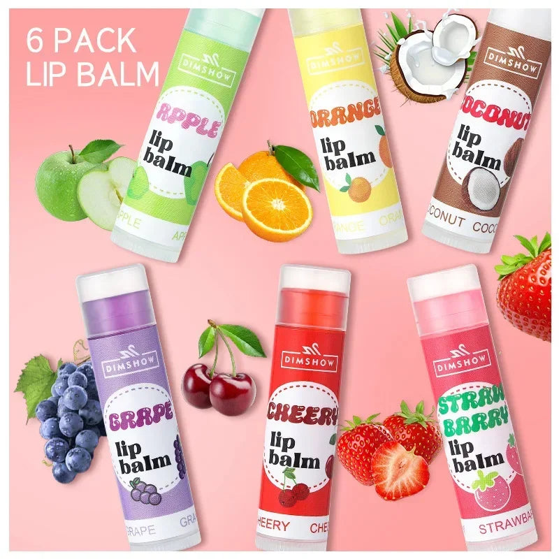 6 Kinds of Fruity Lip Balm Moisturizing Hydrating Long Lasting Lip Lotion Lightening Lip Lines Lips Mask Care Lips Lipstick Balm Pi-Mart