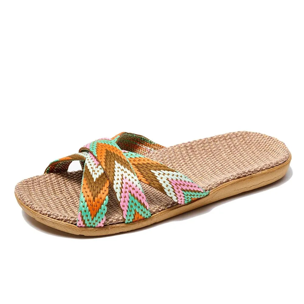 Indoor Slippers Women Home Shoes Lightweight Linen Couple Slippers Lightweight Home Slippers LadyShow.Store