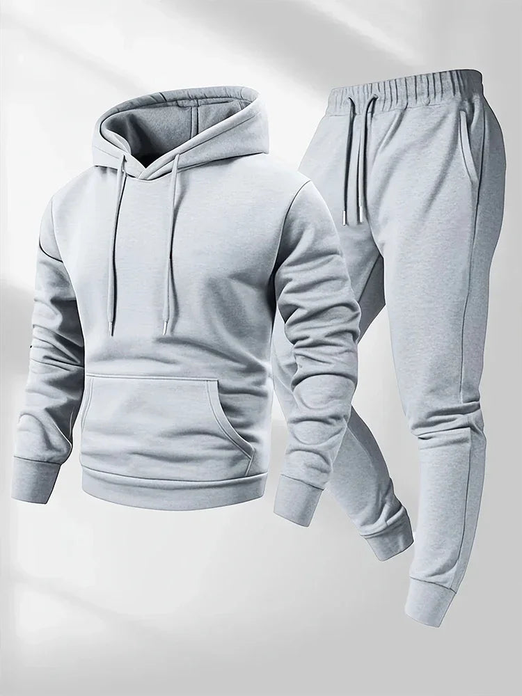 Men's Tracksuit Casual Hoodies Sweatshirts Suit Outdoors Gym Sports Jogging Clothing Autumn Winter Fashion Sweatpants 2 Pcs Sets Pi-Mart