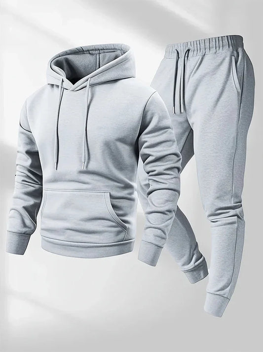 Men's Tracksuit Casual Hoodies Sweatshirts Suit Outdoors Gym Sports Jogging Clothing Autumn Winter Fashion Sweatpants 2 Pcs Sets Pi-Mart