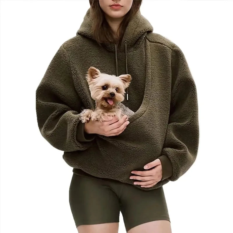 Pet Carrier Sweatshirt Hoodie for Small Dogs and Cats, Hands-Free Wearable Pouch Front Pack, Cozy Travel Walking Hiking Outfits LadyShow.Store