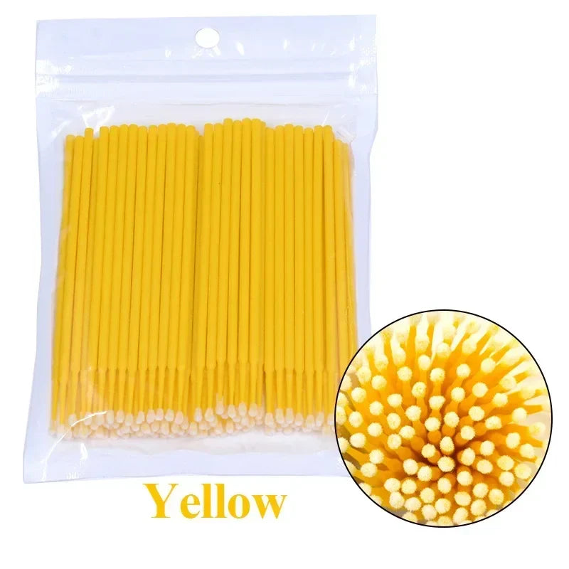 Brush Lash Extension 100Pcs Eyelash Cleaning Micro Cotton Swab Individual Eyelashes Microbrush Beauty Makeup Clean Remover Tools LadyShow.Store
